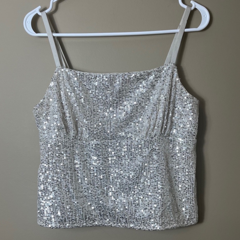 No Boundaries Silver Sequin Camisole